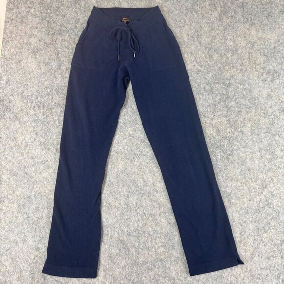 Quince Navy Cashmere Pants Straight Leg XS Pockets Drawstring Lounge - Picture 2 of 14